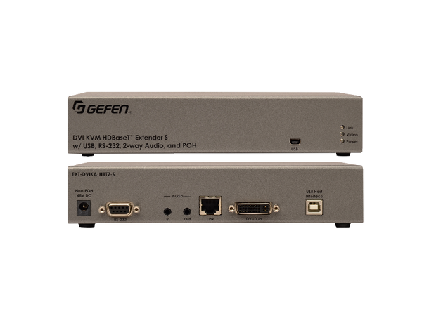 Gefen Extender DVI 4K USB2 Aud RS232 1xHDbaseT 2.0 Max 150 m HDCP 2.2 PoH 